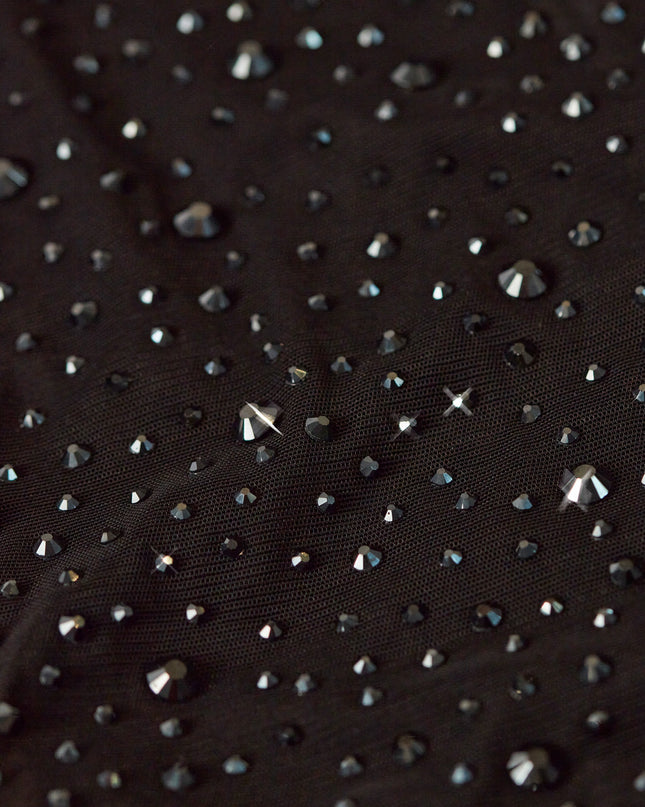 Black Embellished Cut-Out Mini Dress