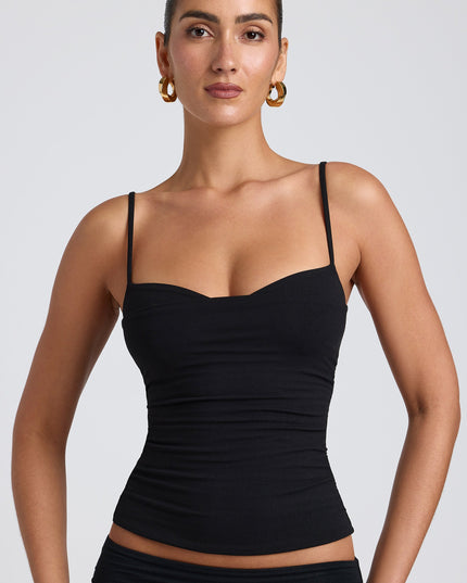 Black Modal Ruched Layered Tank Top