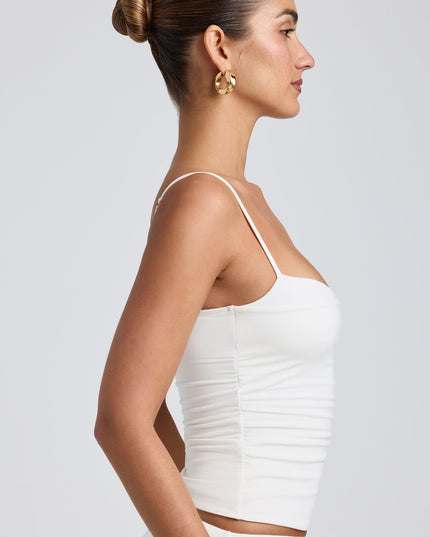 White Modal Ruched Layered Tank Top