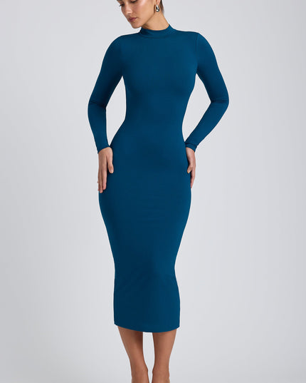 Deep Teal Modal Cross-Back Midaxi Dress