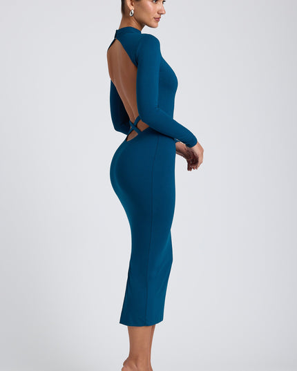 Deep Teal Modal Cross-Back Midaxi Dress