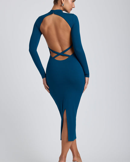 Deep Teal Modal Cross-Back Midaxi Dress