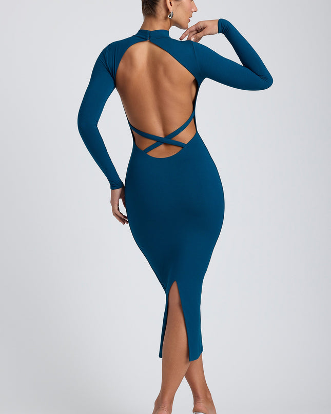 Deep Teal Modal Cross-Back Midaxi Dress