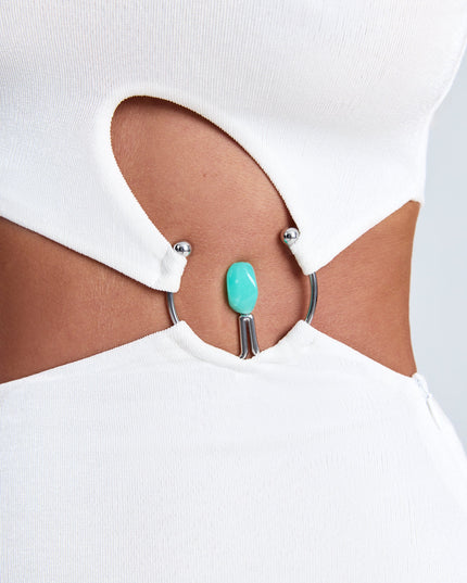 Coconut Hardware Detail One-Shoulder Maxi Dress