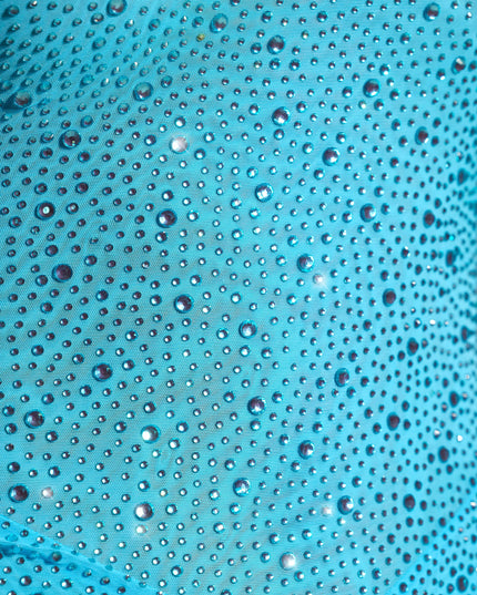 Aqua Blue Embellished One-Shoulder Mini Dress