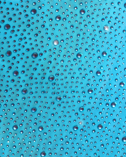 Aqua Blue Embellished Mid-Rise Micro Mini Skirt