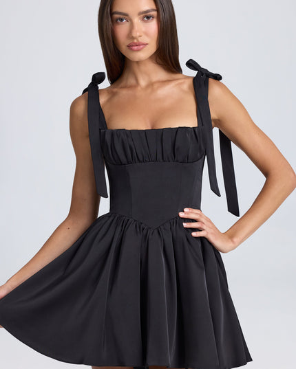 Black Draped Corset Mini Dress