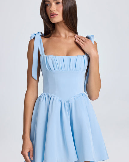 Sky Blue Draped Corset Mini Dress