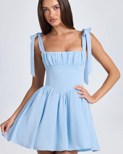Sky Blue Draped Corset Mini Dress