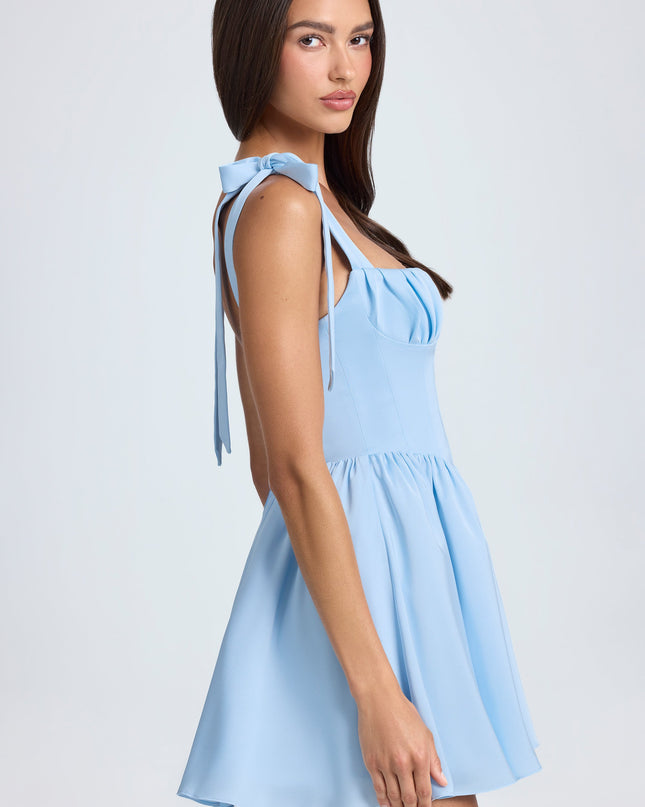 Sky Blue Draped Corset Mini Dress