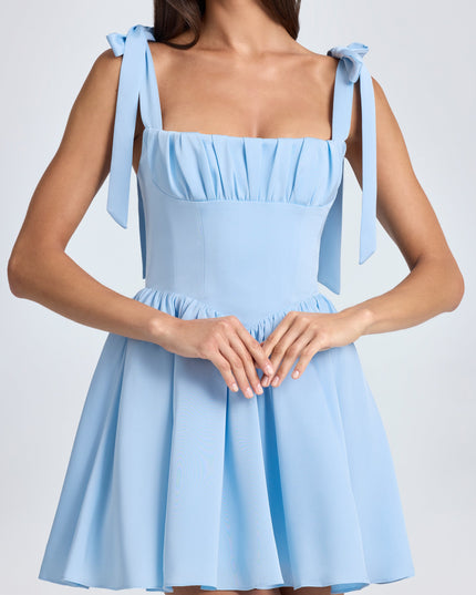 Sky Blue Draped Corset Mini Dress