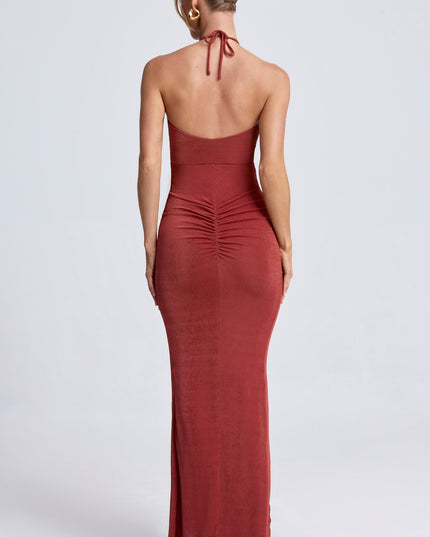Sienna Hardware Detail Cut-Out Halterneck Maxi Dress