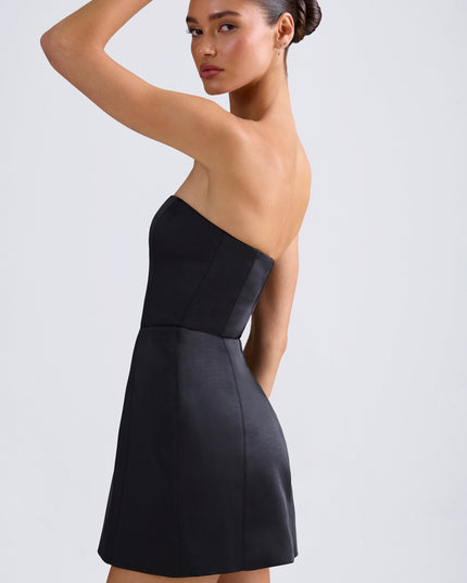 Black Bandeau Structured Tulip Mini Dress