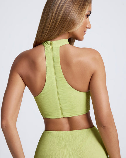 Olive Green Hardware Detail Choker Crop Top