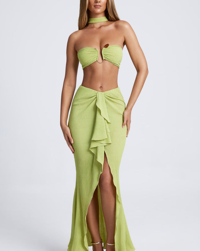 Olive Green Hardware Detail Choker Crop Top