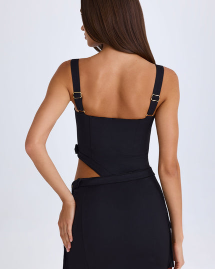 Black Belted Cut-Out Mini Dress