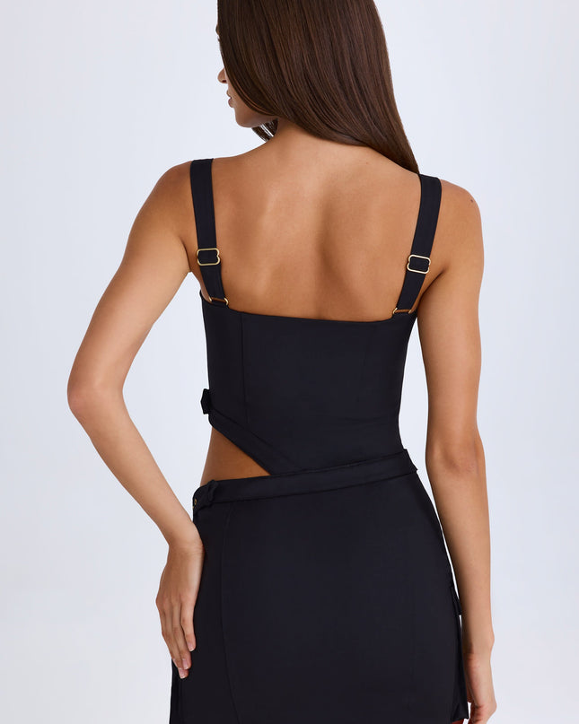 Black Belted Cut-Out Mini Dress