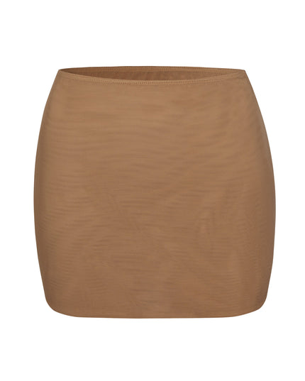 Almond Soft Mesh Low-Rise Micro Mini Slip Skirt