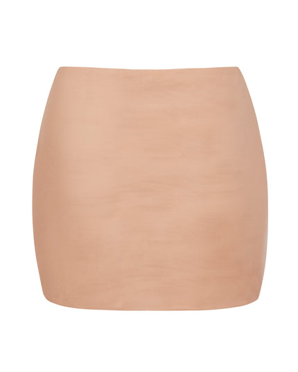 Warm Peach Soft Mesh Low-Rise Micro Mini Slip Skirt