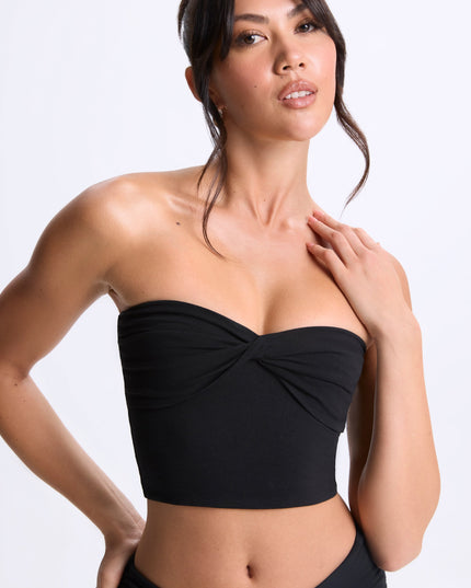 Black Modal Twist-Front Bandeau Top