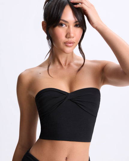 Black Modal Twist-Front Bandeau Top