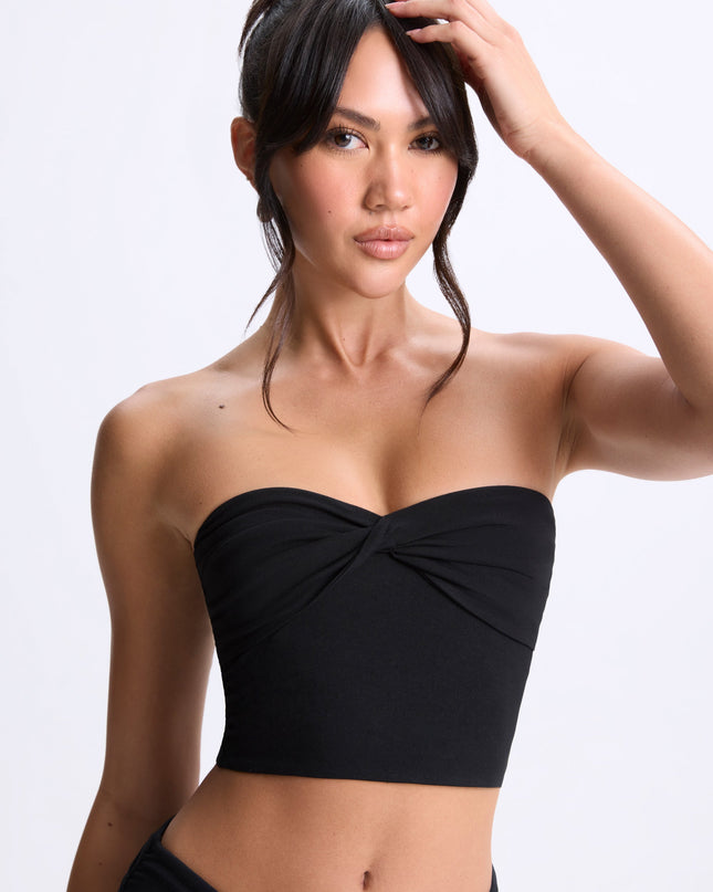 Black Modal Twist-Front Bandeau Top