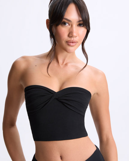 Black Modal Twist-Front Bandeau Top