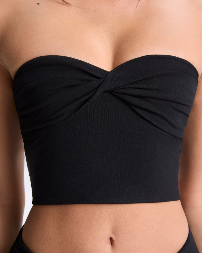 Black Modal Twist-Front Bandeau Top
