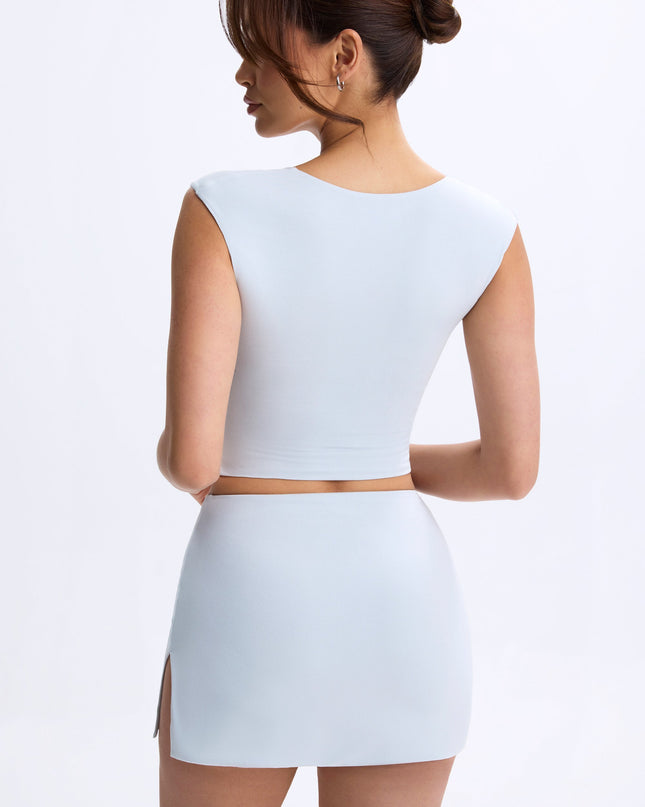 Dusty Blue Modal Mid-Rise Micro Mini Skirt