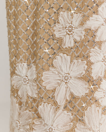 Gold Embellished Square-Neck Maxi Dress