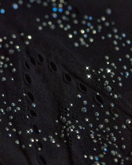 Black Embellished Mid-Rise Mini Skirt