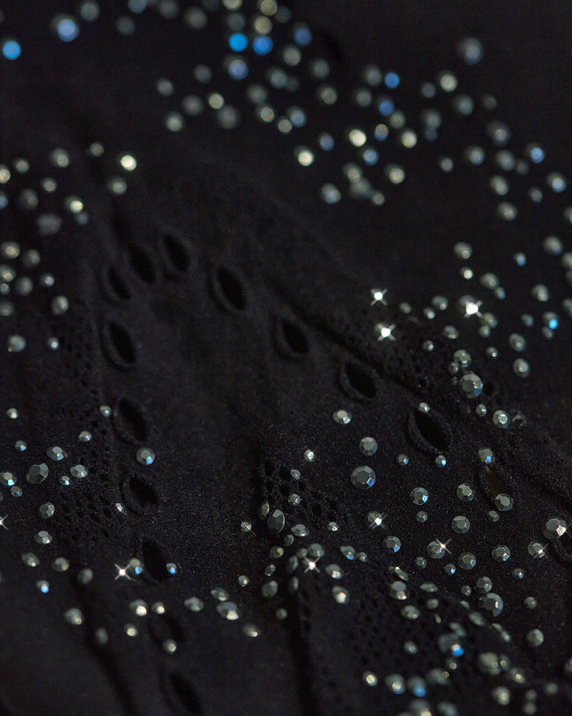 Black Embellished Mid-Rise Mini Skirt