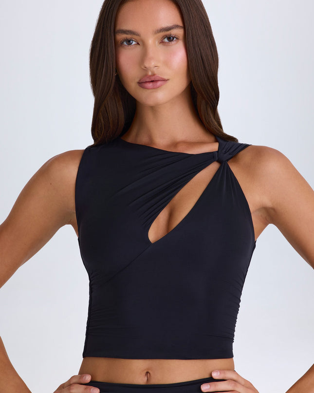 Black Twisted Cut-Out Tank Top