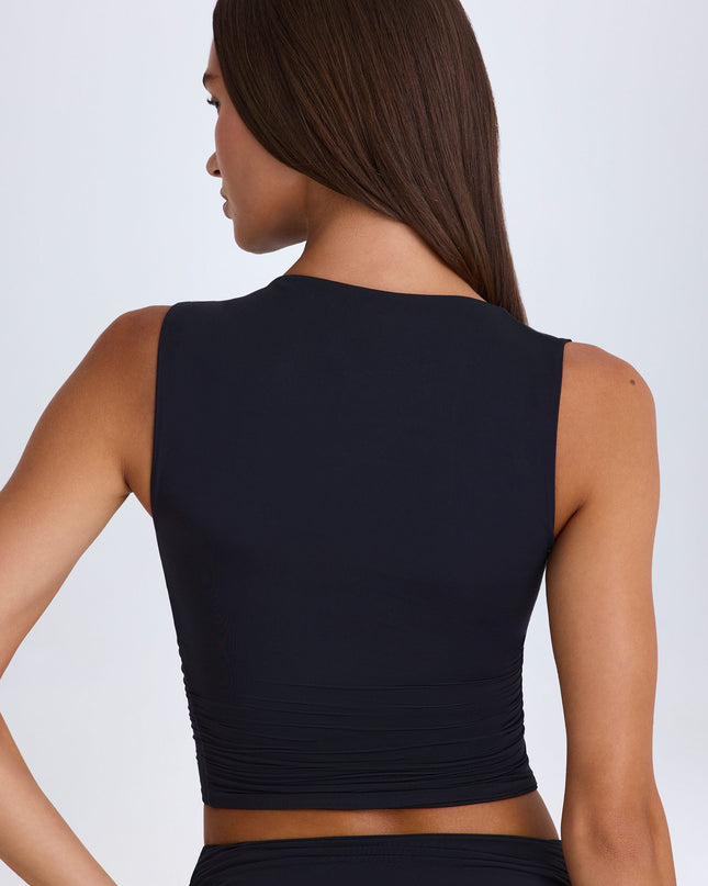 Black Twisted Cut-Out Tank Top