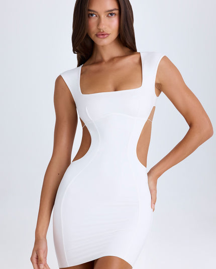 White Cut-Out Lace-Up Mini Dress