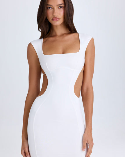 White Cut-Out Lace-Up Mini Dress