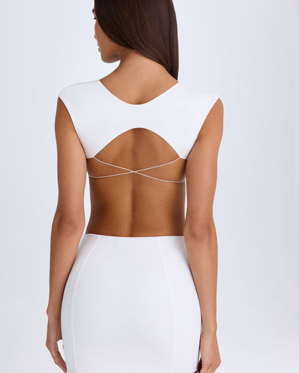 White Cut-Out Lace-Up Mini Dress