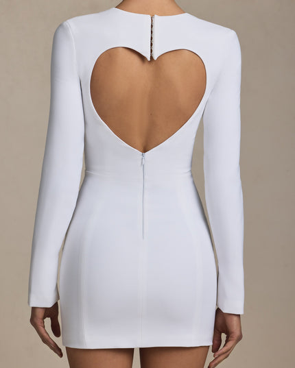 White Cut-Out Heart-Detail Bodycon Mini Dress