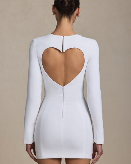 White Cut-Out Heart-Detail Bodycon Mini Dress