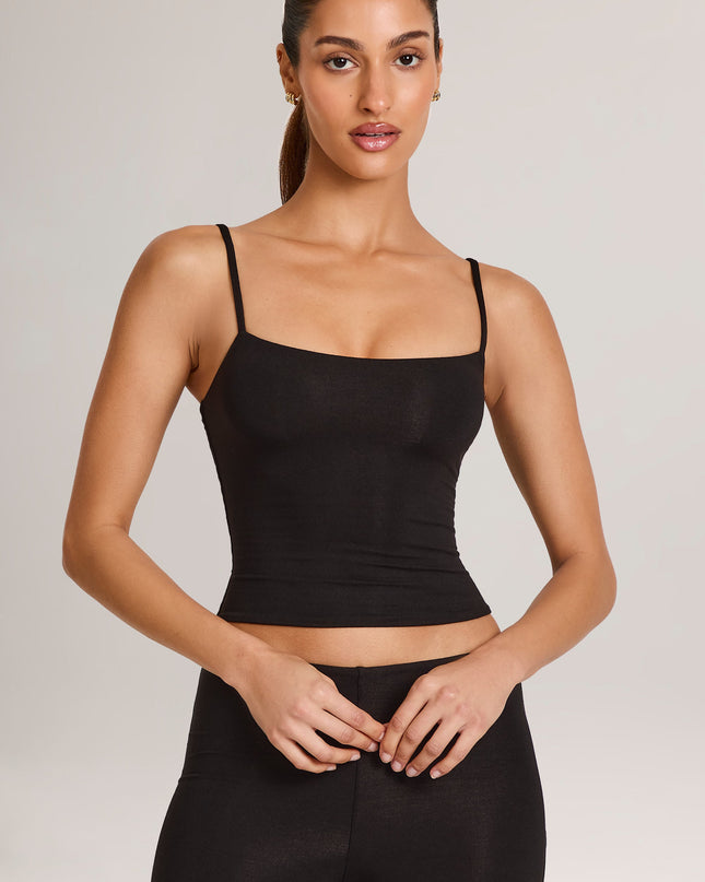Black Modal Scoop-Neck Tank Top