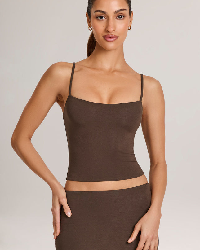 Chocolate Brown Modal Scoop-Neck Tank Top