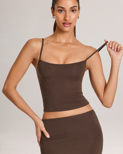 Chocolate Brown Modal Scoop-Neck Tank Top