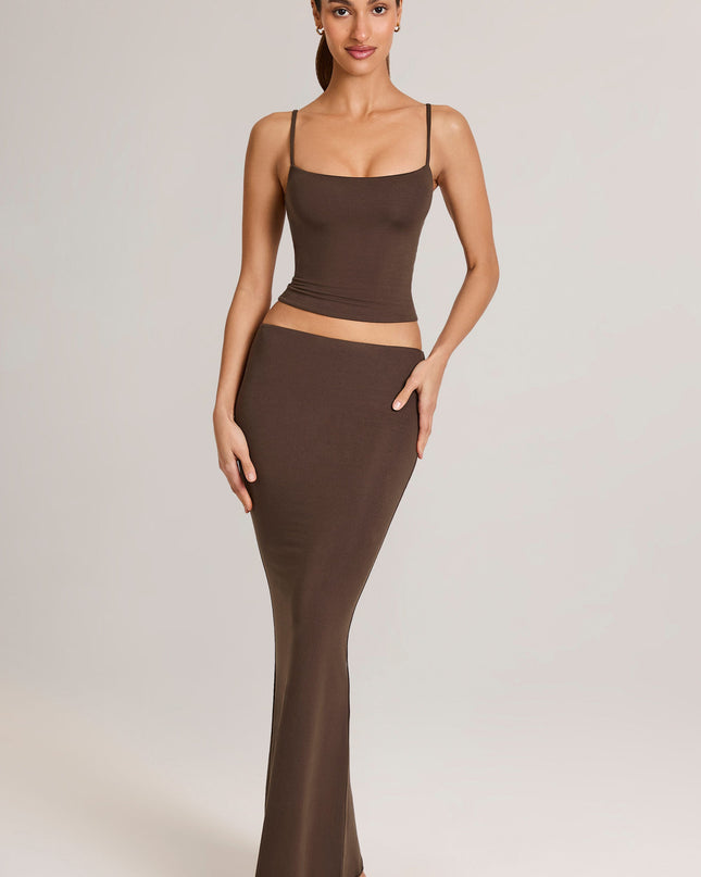 Chocolate Brown Modal Scoop-Neck Tank Top