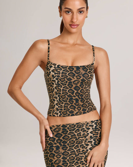 Leopard Print Modal Scoop-Neck Tank Top