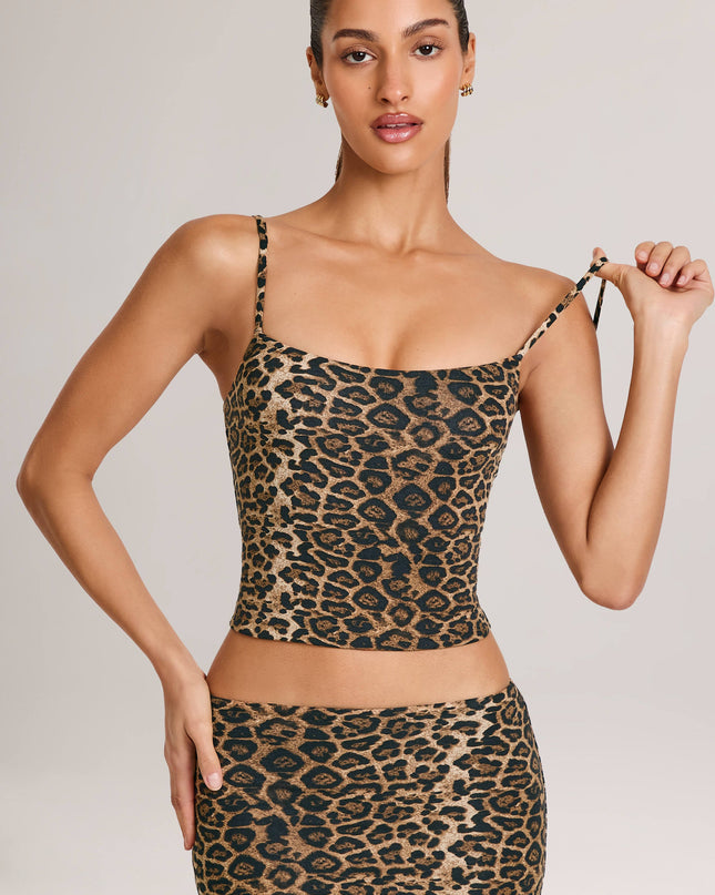 Leopard Print Modal Scoop-Neck Tank Top
