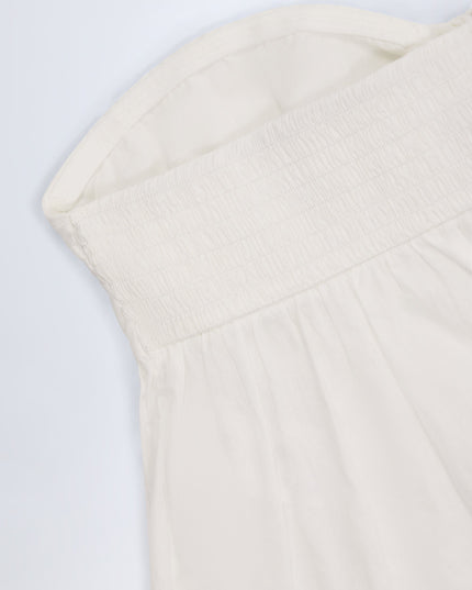 White Tie-Front Strapless Cotton-Poplin Crop Top