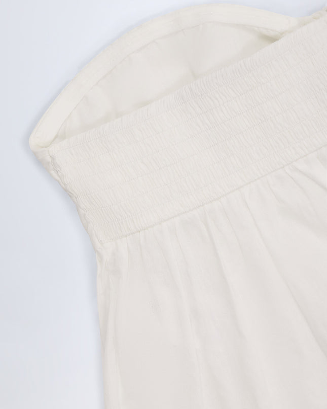 White Tie-Front Strapless Cotton-Poplin Crop Top