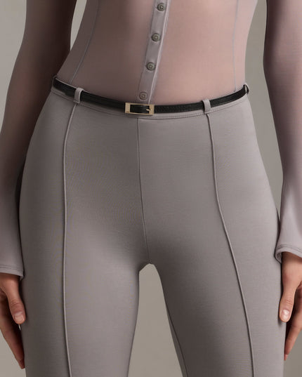 Grey Low-Rise Flared Trousers