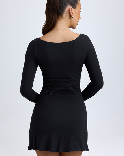 Black Modal Layered A-Line Mini Dress