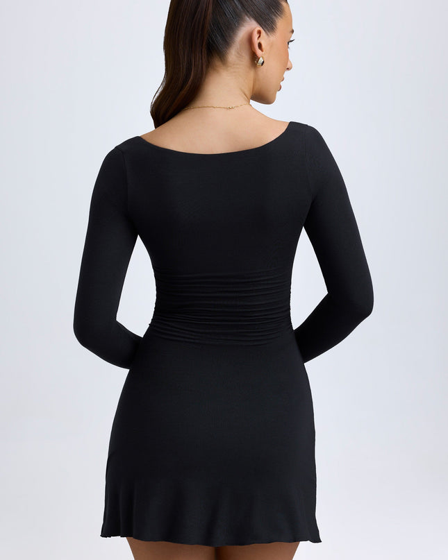 Black Modal Layered A-Line Mini Dress